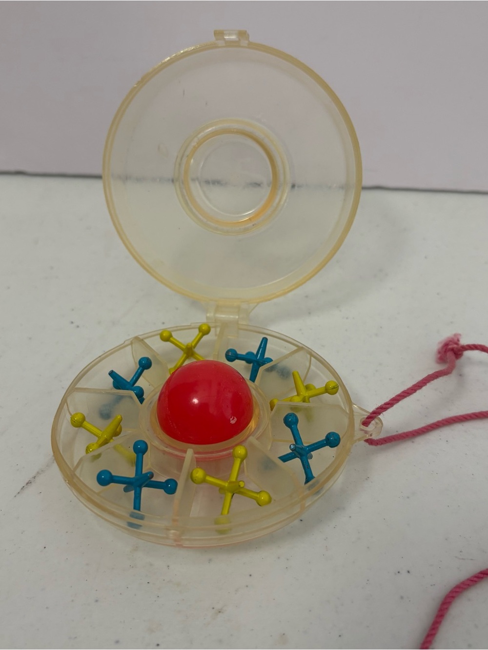 Jacks Set Vintage Blue Yellow Red Ball